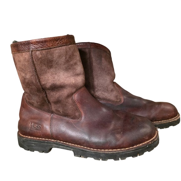 Vintage UGG Australia Men Merrick Brown Leather Suede Shearling Boots 5143 Sz 15